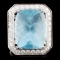 18K Gold 20.84ct Aquamarine & 1.68ctw Diamond Ring