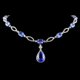 14K Gold 27.20ctw Tanzanite & 3.98ct Diamond Neckl