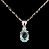 14K Gold 0.92ct Sapphire & 0.06ctw Diamond Pendant