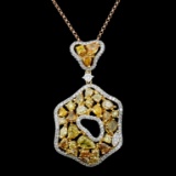 18K Gold 3.42ctw Fancy Color Diamond Pendant