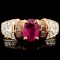 14K Gold 0.98ct Ruby & 0.34ctw Diamond Ring