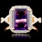 14K Gold 2.29ct Amethyst & 0.50ctw Diamond Ring
