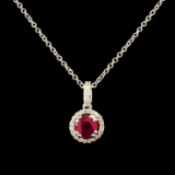 14K Gold 0.51ct Ruby & 0.18ctw Diamond Pendant