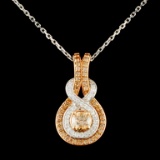 14K Gold 0.99ctw Fancy Color Diamond Pendant