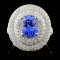 18K White Gold 2.51ct Sapphire & 1.30ct Diamond Ri