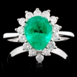 18K Gold 1.33ct Emerald & 0.44ctw Diamond Ring