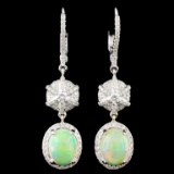 14K Gold 2.34ct Opal & 0.78ctw Diamond Earrings