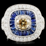 14K Gold  1.24ct Sapphire & 1.80ctw Diamond Ring