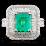 18K Gold 1.69ct Emerald & 1.35ctw Diamond Ring