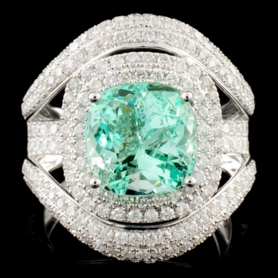 18K Gold 3.87ct Emerald & 2.13ctw Diamond Ring