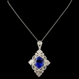 18K Gold 9.93ct Tanzanite & 2.12ctw Diamond Pendan