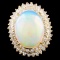 14K Gold 7.54ct Opal & 1.80ctw Diamond Ring