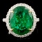 14K Gold 7.80ct Emerald & 0.44ctw Diamond Ring