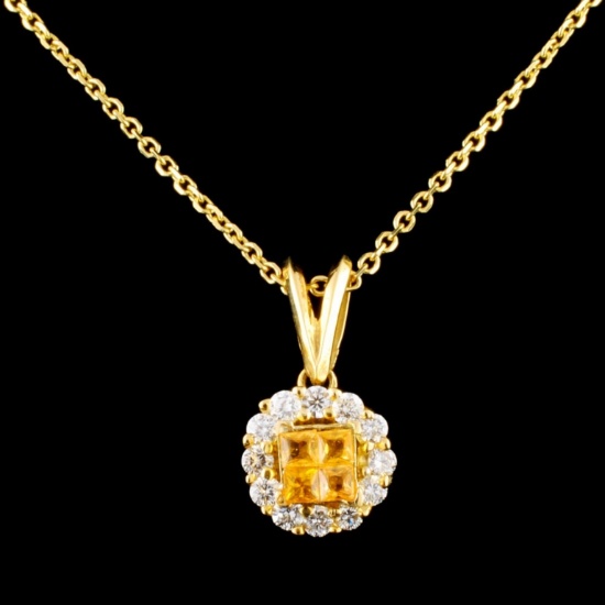 18K Gold 0.36ctw Sapphire & 0.43ctw Diamond Pendan