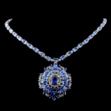 14K White Gold 42.50ct Tanzanite & 2.20ct Diamond