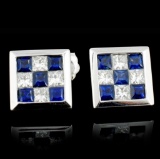 18K Gold 0.60ct Sapphire & 0.40ct Diamond Earrings