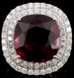 18K Gold 18.74ct Tourmaline & 2.37ct Diamond Ring