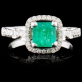 18K White Gold 0.69ct Emerald & 0.41ct Diamond Rin