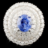 18K Gold 2.71ct Sapphire & 2.52ctw Diamond Ring