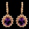 14K Gold 10.27ct Amethyst & 1.83ctw Diamond Earrin