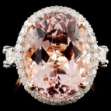 14K Rose Gold 10.26ct Morganite & 1.00ct Diamond R