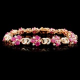 14K Gold 6.53ctw Ruby & 1.45ctw Diamond Bracelet