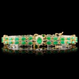 14K Gold 12.00ctw Emerald & 1.50ctw Diamond Bracel