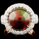 14K Gold 3.79ct Opal & 2.57ctw Diamond Ring