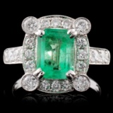 18K White Gold 1.53ct Emerald & 1.00ct Diamond Rin