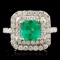 18K Gold 1.63ct Emerald & 0.98ctw Diamond Ring