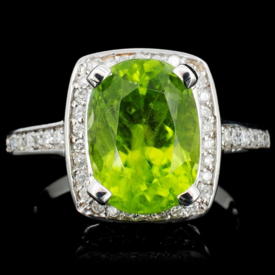 14K Gold 4.00ct Peridot & 0.75ctw Diamond Ring