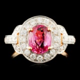 18K Gold 1.28ct Spinel & 0.63ctw Diamond Ring