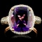 14K Gold 5.03ct Amethyst & 0.57ctw Diamond Ring