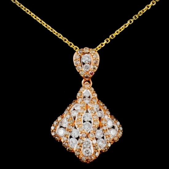 14K Gold 1.17ctw Fancy Diamond Pendant