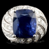 18K Gold 10.60ct Sapphire & 2.87ctw Diamond Ring