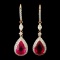 18K Gold 10.22ct Rubellite & 2.20ctw Diamond Earri