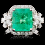 18K White Gold 2.60ct Emerald & 0.77ct Diamond Rin