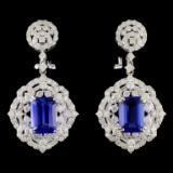 18K Gold 6.22ctw Tanzanite & 3.65ctw Diamond Earri