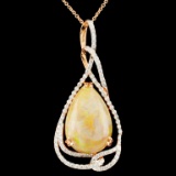 14K Gold 14.32ct Opal & 1.20ctw Diamond Pendant