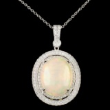 18K Gold 12.26ct Opal & 1.13ctw Diamond Pendant