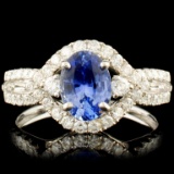 18K Gold 1.04ct Sapphire & 0.45ctw Diamond Ring