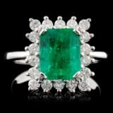 18K W Gold 2.28ct Emerald & 0.57ct Diamond Ring