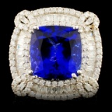 18K Gold 9.30ct Tanzanite & 3.13ctw Diamond Ring