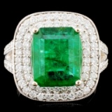 18K Gold 3.80ct Emerald & 1.09ctw Diamond Ring