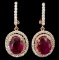 14K Rose Gold 3.91ct Ruby & 0.95ct Diamond Earring