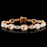 14K Gold 6.95ct Morganite & 1.25ctw Diamond Bracel
