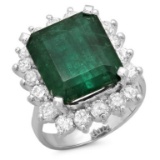 14K Gold 7.50ct Emerald & 1.50ct Diamond Ring