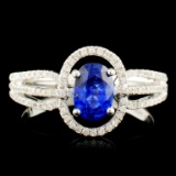 18K Gold 0.861ct Sapphire & 0.32ctw Diamond Ring