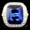 18k Gold 11.23ct Tanzanite & 1.36ctw Diamond Ring