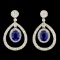 18K Gold 5.35ct Sapphire & 2.00ctw Diamond Earring